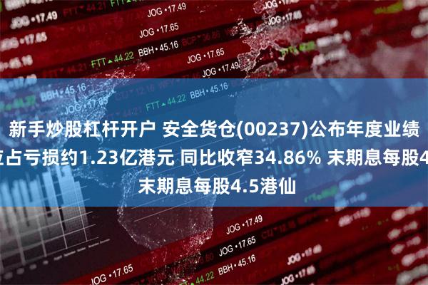 新手炒股杠杆开户 安全货仓(00237)公布年度业绩 股东应占亏损约1.23亿港元 同比收窄34.86% 末期息每股4.5港仙