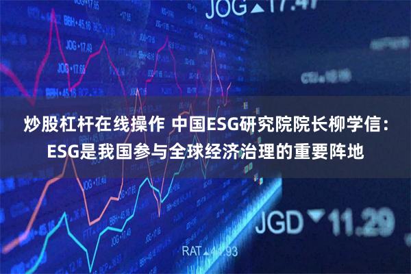 炒股杠杆在线操作 中国ESG研究院院长柳学信：ESG是我国参与全球经济治理的重要阵地