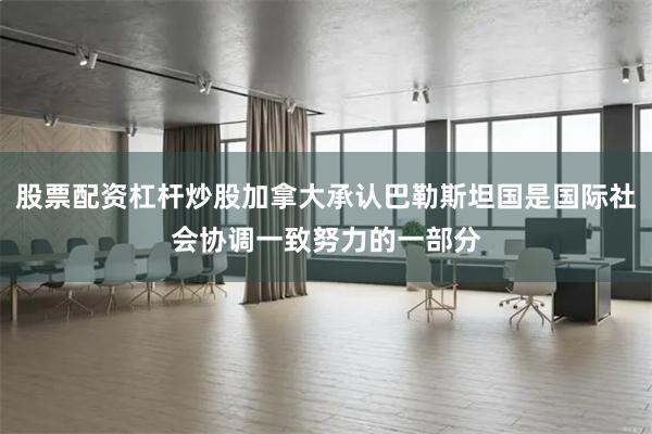 股票配资杠杆炒股加拿大承认巴勒斯坦国是国际社会协调一致努力的一部分